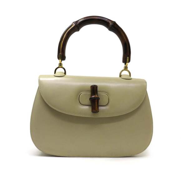 Gucci Handbags - GUCCI Cream Leather Bamboo Bag